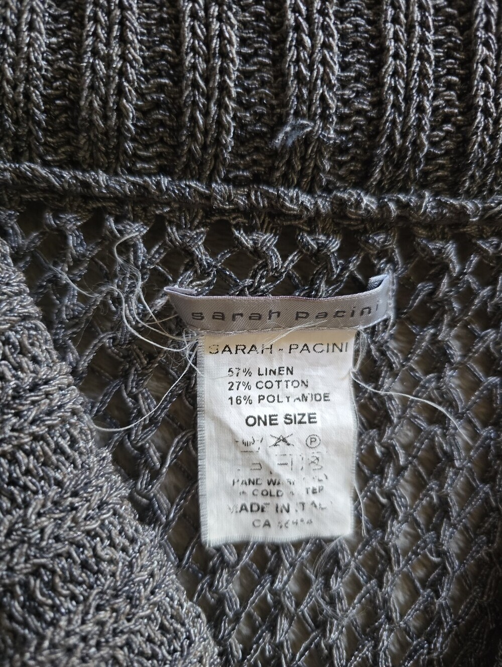 Sarah Pacini Open Knit Linen Cotton Blend Sleeveless Cowl Neck Dress One Size - Picture 11 of 11